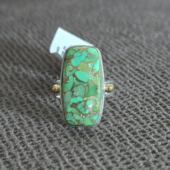Shivam Rectangular Green💚 Copper Turquoise Statement Ring💍 - NWT - Picture 11 of 16